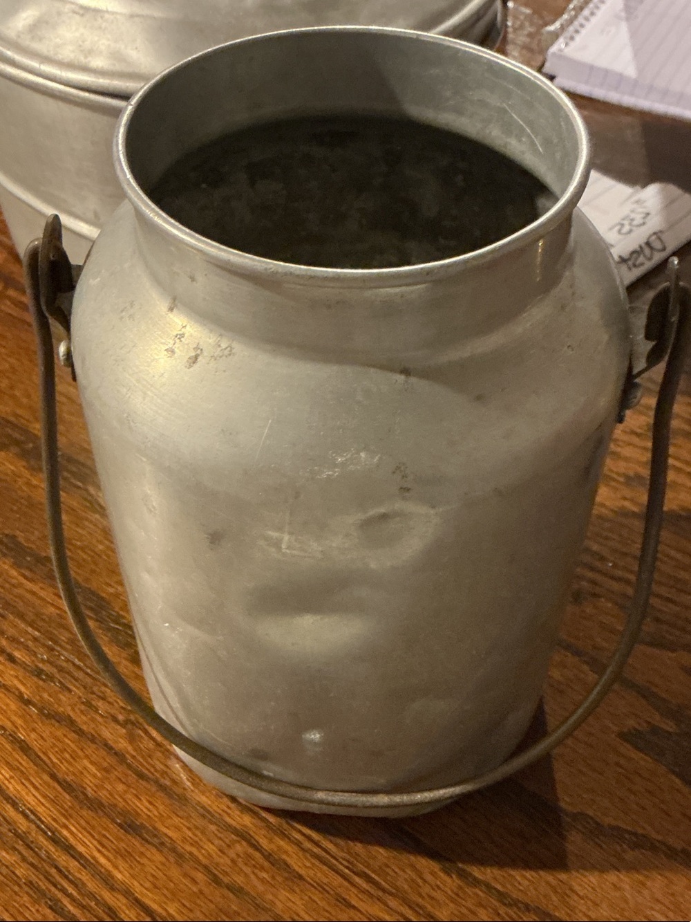 Vintage Aluminum Milk Can with Wire Handle